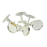 Maxbell 6Pcs Mens Square Round Blank Setting Base Pad CuffLink DIY Cabochon Cufflink