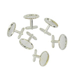 Maxbell 6Pcs Mens Square Round Blank Setting Base Pad CuffLink DIY Cabochon Cufflink