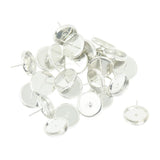 Maxbell 48Pcs Round Earring Blank Bezel Setting For 12mm Finding Copper&Silver White