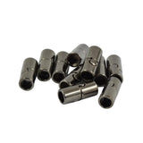 Maxbell 20Sets Jet Leather Glue In 7 mm Tube Barrel Magnetic Slide Clasp White&Black