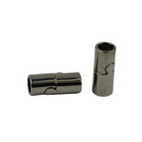 Maxbell 20Sets Jet Leather Glue In 7 mm Tube Barrel Magnetic Slide Clasp White&Black
