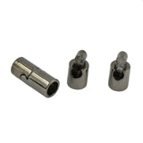 Maxbell 20Sets Jet Leather Glue In 7 mm Tube Barrel Magnetic Slide Clasp White&Black
