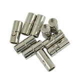 Maxbell 20Sets Jet Leather Glue In 7 mm Tube Barrel Magnetic Slide Clasp White&Black