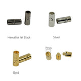 Maxbell 20Sets Jet Leather Glue In 7 mm Tube Barrel Magnetic Slide Clasp White&Black