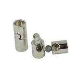 Maxbell 20Sets Jet Leather Glue In 7 mm Tube Barrel Magnetic Slide Clasp White&Black