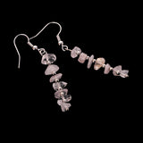 Natural Irregular Gravel Crystal Gemstone Drop Dangle Hook Earrings Pink