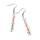 Natural Irregular Gravel Crystal Gemstone Drop Dangle Hook Earrings Pink