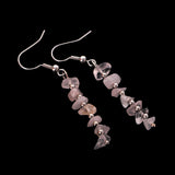 Natural Irregular Gravel Crystal Gemstone Drop Dangle Hook Earrings Pink