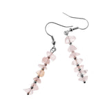 Natural Irregular Gravel Crystal Gemstone Drop Dangle Hook Earrings Pink