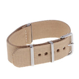 Maxbell Woven Nylon Watch Strap Wristwatch Band Stainless Steel Buckle Khaki 18/20mm