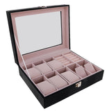 Maxbell Wood Watch Box Pu Leather Jewelry Display Storage Case Clear Top Black - Aladdin Shoppers