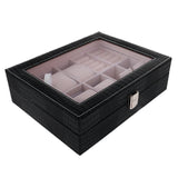 Maxbell Wood Watch Box Pu Leather Jewelry Display Storage Case Clear Top Black - Aladdin Shoppers