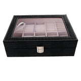 Maxbell Wood Watch Box Pu Leather Jewelry Display Storage Case Clear Top Black - Aladdin Shoppers