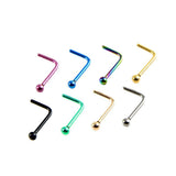 Maxbell 8 Pieces Stainless Steel L Shaped Nose Stud Rings Bar Body Piercing Ball 1 - Aladdin Shoppers