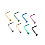 Maxbell 8 Pieces Stainless Steel L Shaped Nose Stud Rings Bar Body Piercing Ball 1 - Aladdin Shoppers