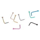 Maxbell 8 Pieces Stainless Steel L Shaped Nose Stud Rings Bar Body Piercing Ball 1 - Aladdin Shoppers