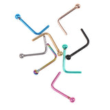 Maxbell 8 Pieces Stainless Steel L Shaped Nose Stud Rings Bar Body Piercing Ball 1 - Aladdin Shoppers