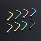 Maxbell 8 Pieces Stainless Steel L Shaped Nose Stud Rings Bar Body Piercing Ball 1 - Aladdin Shoppers