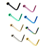 Maxbell 8 Pieces Stainless Steel L Shaped Nose Stud Rings Bar Body Piercing Ball 1 - Aladdin Shoppers