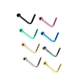 Maxbell 8 Pieces Stainless Steel L Shaped Nose Stud Rings Bar Body Piercing Ball 1 - Aladdin Shoppers