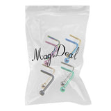 Maxbell 8 Pieces Stainless Steel L Shaped Nose Stud Rings Bar Body Piercing Ball 1 - Aladdin Shoppers