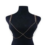 Maxbell Maxbell Sexy Punk Shiny Metal Bra Chest Body Chain Harness Necklace Nighclub Jewelry