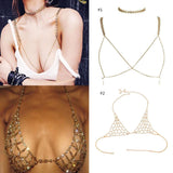 Maxbell Maxbell Sexy Punk Shiny Metal Bra Chest Body Chain Harness Necklace Nighclub Jewelry