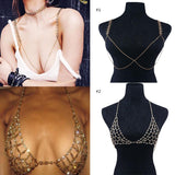 Maxbell Maxbell Sexy Punk Shiny Metal Bra Chest Body Chain Harness Necklace Nighclub Jewelry