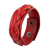 Maxbell Vintage Double Layer Twist Woven Leather Bracelet Bangle Jewelry Red - Aladdin Shoppers