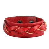 Maxbell Vintage Double Layer Twist Woven Leather Bracelet Bangle Jewelry Red - Aladdin Shoppers