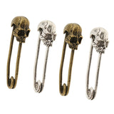 Maxbell Retro Fashion Skull Head Pins Accessories Supplies DIY Jewelry Finding 4Pcs Silver & Gold 50x14mm for Clothing Bag Necklace Bracelet - Aladdin Shoppers