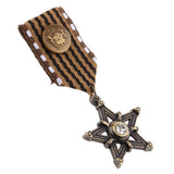Maxbell 2 Pieces Vintage Crown Star Geometric Medal Badge Fabric Uniform Brooch