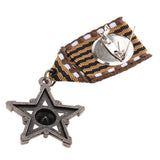Maxbell 2 Pieces Vintage Crown Star Geometric Medal Badge Fabric Uniform Brooch