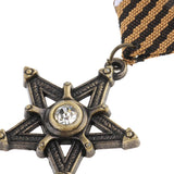 Maxbell 2 Pieces Vintage Crown Star Geometric Medal Badge Fabric Uniform Brooch