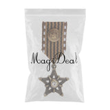 Maxbell 2 Pieces Vintage Crown Star Geometric Medal Badge Fabric Uniform Brooch