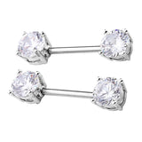 Maxbell 1 Pair Women Ladies CZ Crystal Heart Shield Bar Barbell Nipple Ring Stainless Steel Bar 10mm Body Piercing Jewelry - Aladdin Shoppers