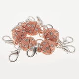 Maxbell 5Pcs Ball Rhinestone Lobster Magnetic Clasps Jewelry DIY Findings Rose Gold - Aladdin Shoppers