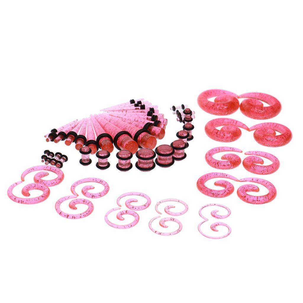 Maxbell Maxbell 54pcs Gauges Kit Spiral Tapers and Plugs 14G-00G Stretching Kit Pink
