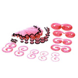 Maxbell 54pcs Gauges Kit Spiral Tapers and Plugs 14G-00G Stretching Kit Pink - Aladdin Shoppers