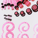 Maxbell 54pcs Gauges Kit Spiral Tapers and Plugs 14G-00G Stretching Kit Pink - Aladdin Shoppers