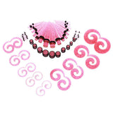 Maxbell 54pcs Gauges Kit Spiral Tapers and Plugs 14G-00G Stretching Kit Pink - Aladdin Shoppers
