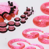 Maxbell 54pcs Gauges Kit Spiral Tapers and Plugs 14G-00G Stretching Kit Pink - Aladdin Shoppers