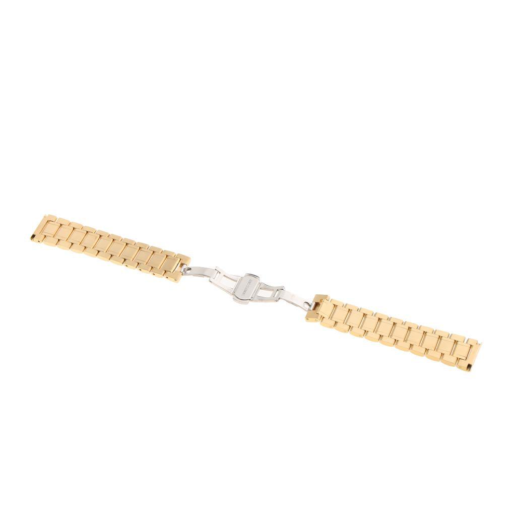 Maxbell Maxbell Men's Stainless Steel Watch Band Strap Bracelet Double Clasp Gold 20mm