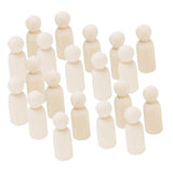 Maxbell 40 Pieces Male Female Wooden Peg Dolls Set DIY Art Craft Wedding Cake Topper