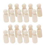 Maxbell 40 Pieces Male Female Wooden Peg Dolls Set DIY Art Craft Wedding Cake Topper