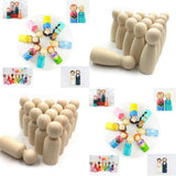 Maxbell 40 Pieces Male Female Wooden Peg Dolls Set DIY Art Craft Wedding Cake Topper