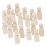 Maxbell 40Pcs/Set 43mm 65mm Male Wooden Peg Dolls DIY Art Craft Wedding Cake Topper
