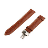 Maxbell Leather Watch Band Butterfly Deployment Clasp Buckle Brown 20mm - Aladdin Shoppers