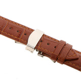 Maxbell Leather Watch Band Butterfly Deployment Clasp Buckle Brown 20mm - Aladdin Shoppers