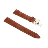 Maxbell Leather Watch Band Butterfly Deployment Clasp Buckle Brown 20mm - Aladdin Shoppers